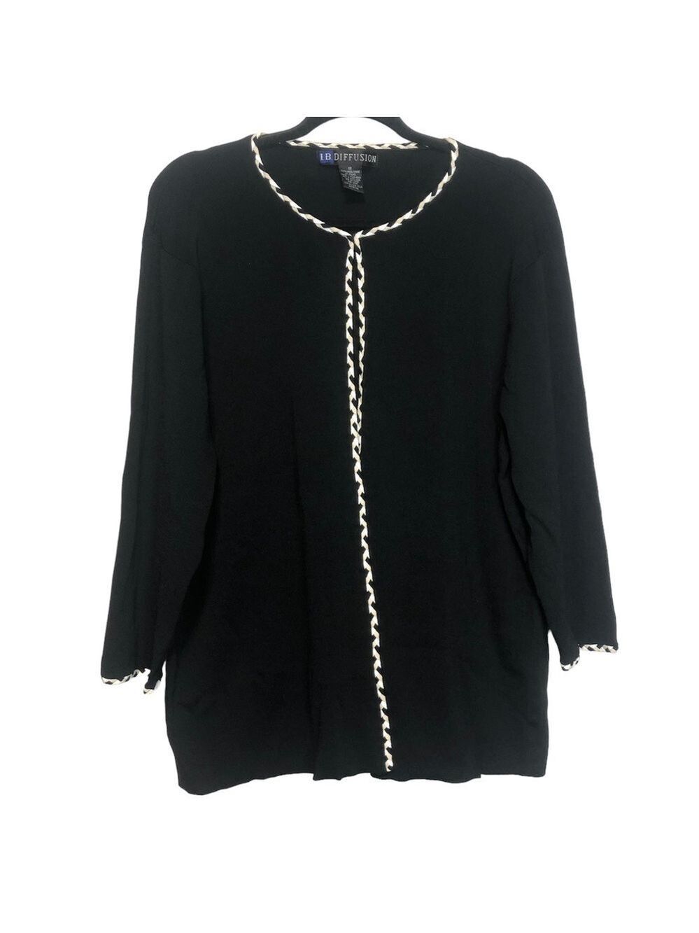 Vintage IB Diffusion 100% Wool Open Front Cardigan, size XL